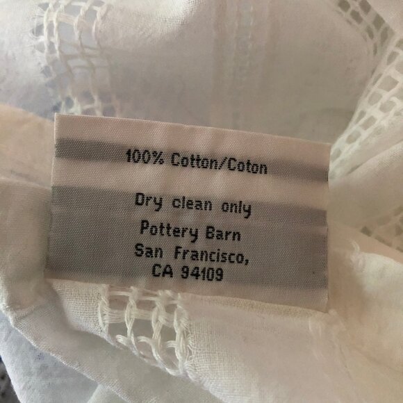 2 Sets - Pottery Barn White Cotton Curtains, Rod Iron Rods, Rings & Blue Glass F - Picture 8 of 8